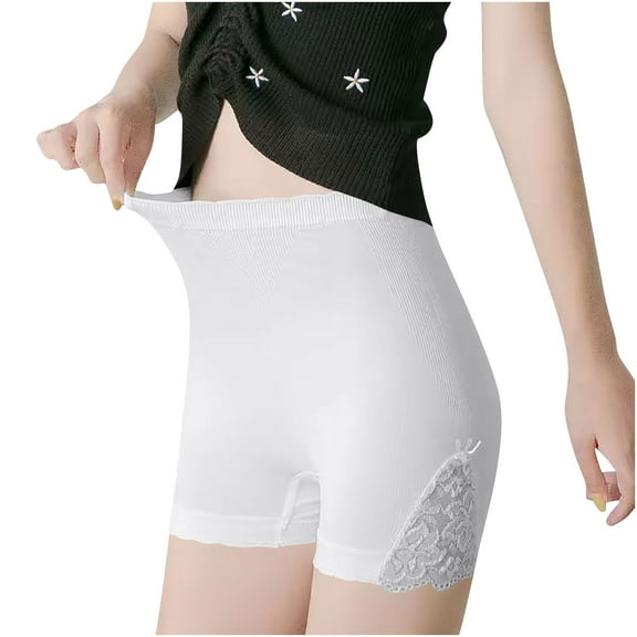 asjyhkr Womens Underwear Lace High Waist Tummy Control Lightweight Shorts Comforty Stretch Butt Lifting Solid Color Panties