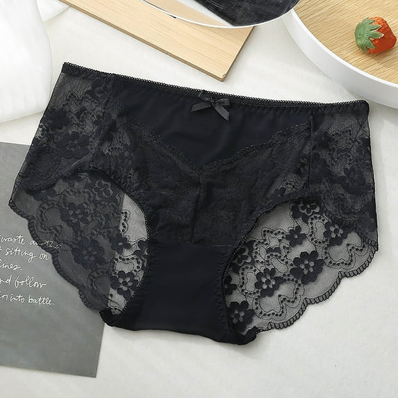 asjyhkr Womens Underwear Lace Low Waist Lightweight Stretch Brief Bows Front Soft Comforty Breathable Seamless Solid Color Panties