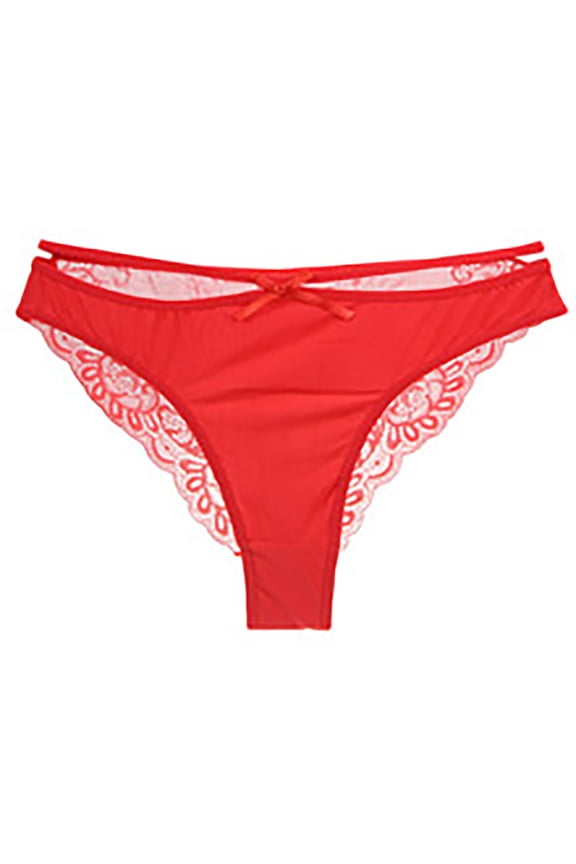 Womens Underwear Low Waist Breathable Lightweight Lace Thongs Bows Front Soft Comforty Brief Solid Color Ladies Panties