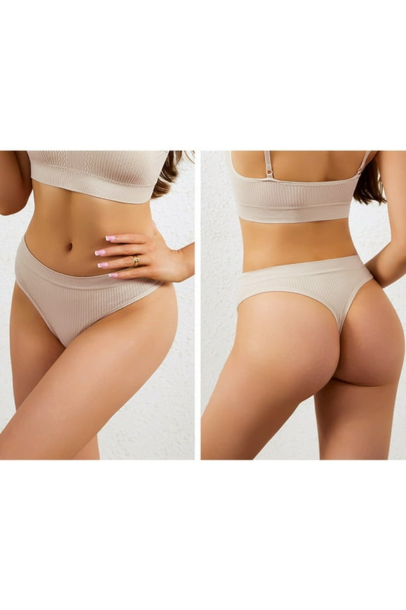 Womens Underwear Middle Waist Breathable Thongs Comforty Lightweight Seamless Brief Workout Gym Bikini Bottoms