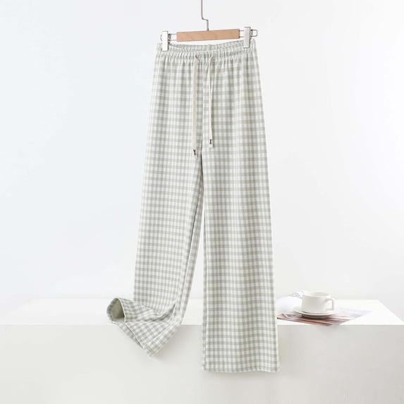 asjyhkr Womens Wide Leg Pajama Pants Drawstring Elastic Waist Pj Bottoms Lounge Pants