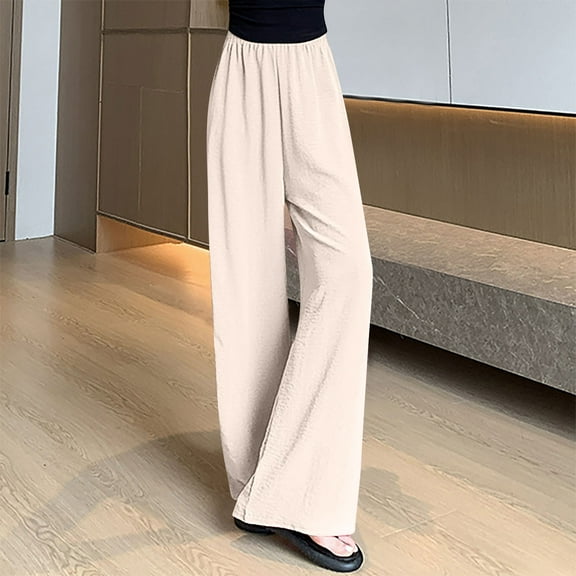 asjyhkr Womens Wide Leg Pants Lightweight High Waist Breathable Casual Hiking Vacation Dance Trousers