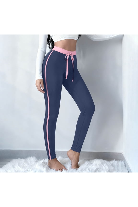 Womens Yoga Pants Drawstring Elastic Wiast Leggings Comfy Soft Workout Running Leggings