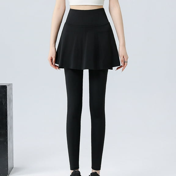 asjyhkr Yoga Pants Women High Waist Stretch Tights Casual Breathable Running Gym Workout Solid Color Skorts