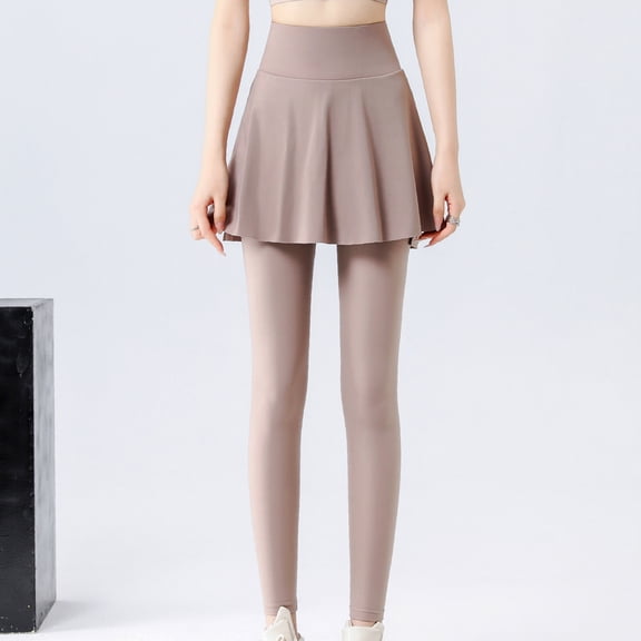 asjyhkr Yoga Pants Women High Waist Stretch Tights Casual Breathable Running Gym Workout Solid Color Skorts