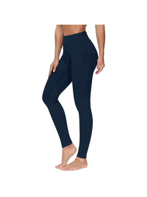 Yoga Pants Women Stretch Booty Lifting Tights High Waist Lightweight Casual Running Gym Workout Leggings(L,Navy)