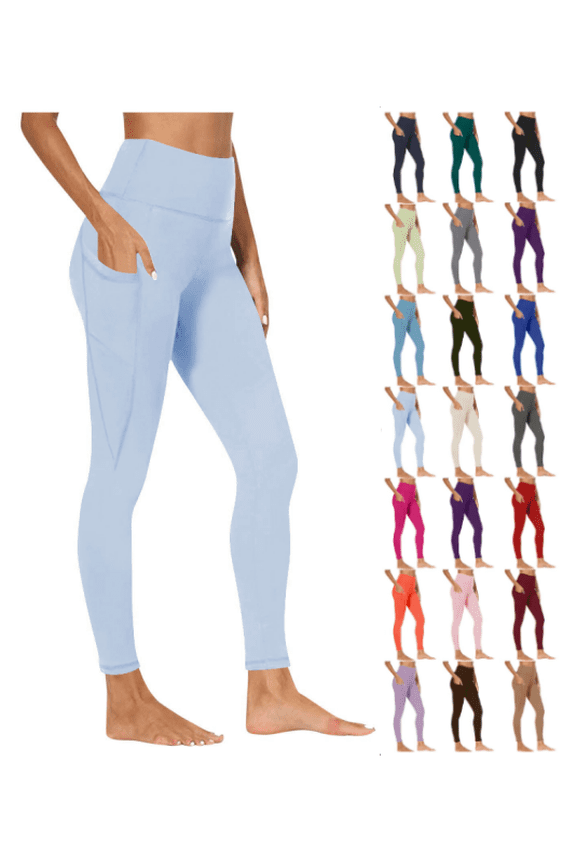 Yoga Pants for Women High Waist Stretch Butt Lifting Tights Solid Color Casual Breathable Gym Workout Athletic Leggings with Pockets