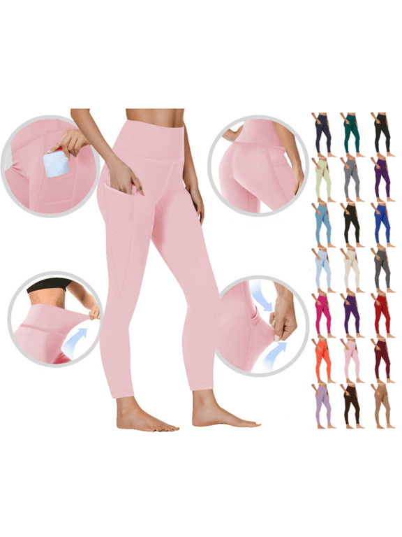 Yoga Pants for Women High Waist Stretch Butt Lifting Tights Solid Color Casual Breathable Gym Workout Athletic Leggings with Pockets
