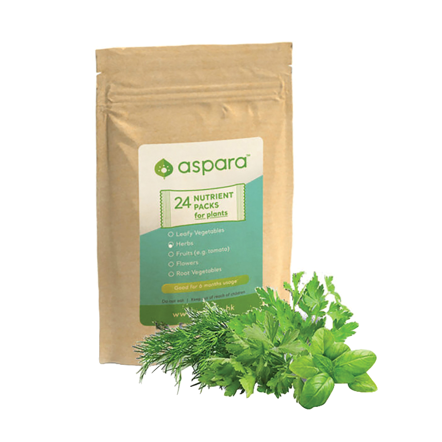 aspara Nutrient Packs of Plant Food for Herbs, Four 12g Packs, GK5024H