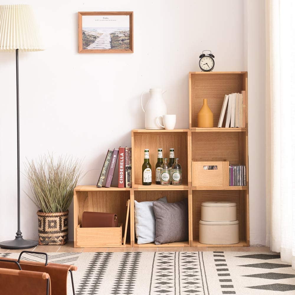 asxcyuikl Stackable Wood Storage Cube /Basket/ Bins Organizer for ...