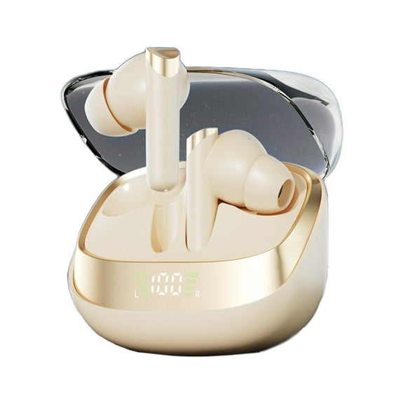 asxite Bluetooth Headphones,True Wireless In Ear Battery Display Long Usage Time Bluetooth Earbuds With Noise Reduction 5.4 Bluetooth Earbuds Earphones Beige