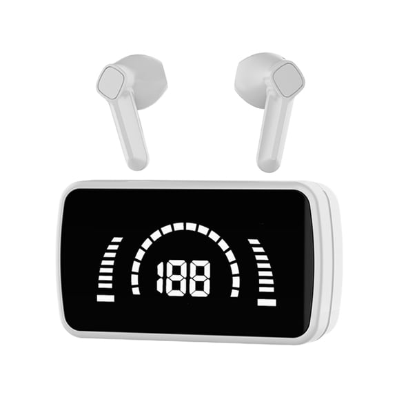 asxite Wireless Earbuds,In Ear Bluetooth Earphones With Mirror Digital Display Screen Intelligent Noise Reduction And Long-lasting Battery Life Bluetooth 5.2 Wireless Earphones,White