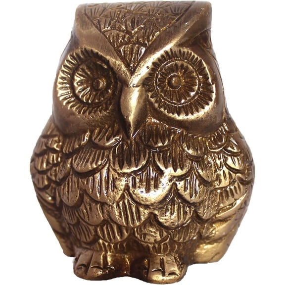 athizay Brass Owl Table Decor Statue Antique Gold Finish Table Decor Figurines paperweight showpiece for Living Room | Bedroom | Office Reception Decoration