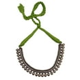 thumbnail image 1 of athizay Lime Green Thread Choker Necklace oxidized silver Burnish Silver antique statement jewellery, 1 of 4
