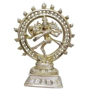 athizay Nataraj Brass Statue Idol Home Decorative Items for Living Room Shiny Gold Finish- 23 CM Nataraja Lord Shiva Form