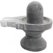 athizay Stone Shivling 6.5 cm Statue Made in Banaras Shiva Linga Idol Natural Grey Color Statue for Meditation Pooja Room