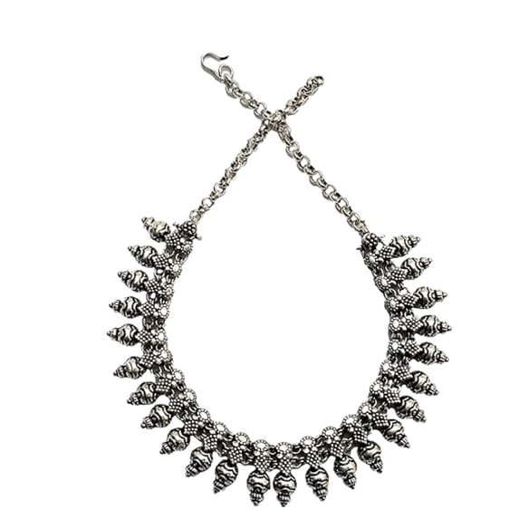 athizay oxidized Indian Necklaces for Women Antique Silver Texture Fashion Jewelry Metal Beads Embellishment Choker