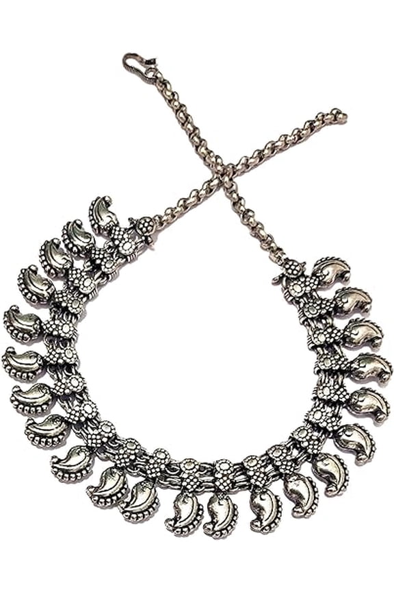 oxidized Indian Necklaces for women Antique silver texture fashion Jewelry metal beads embellishment choker