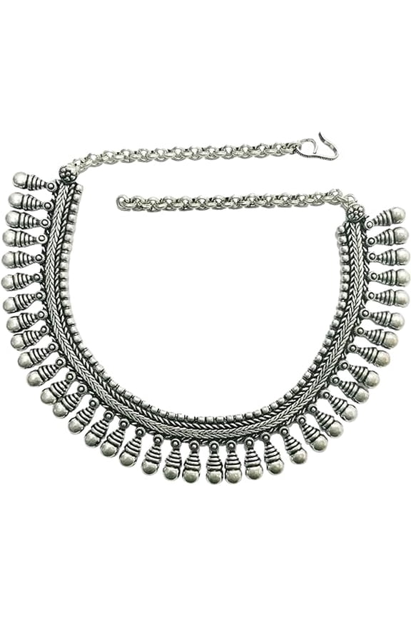 oxidized Indian Necklaces for women Antique silver texture fashion Jewelry metal beads embellishment choker