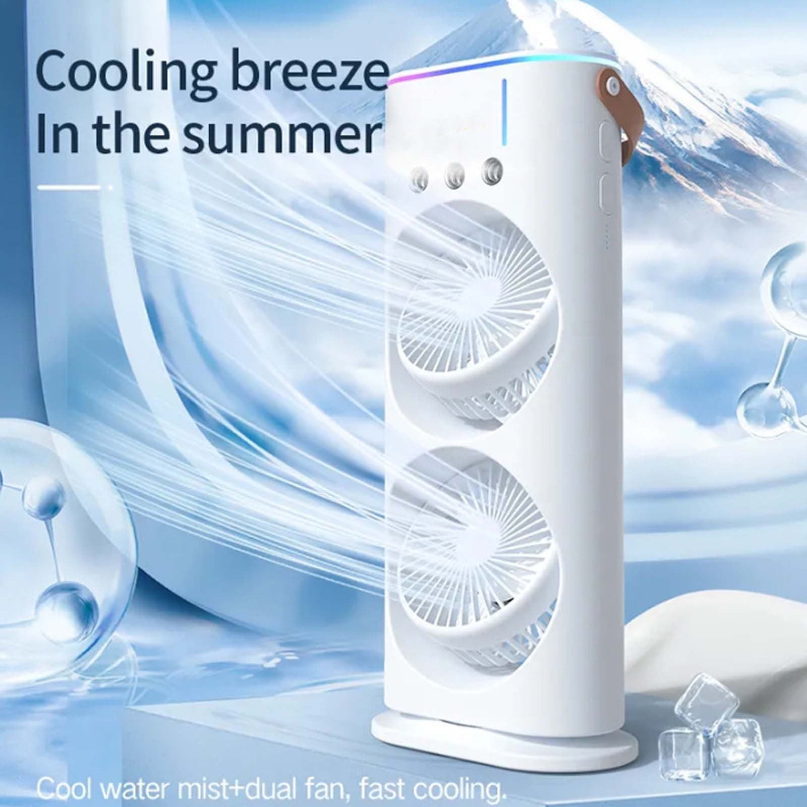 atinetok Fans for Bedroom,USB Double Head Desktop Fan Circulation Silent Double-Layer Fan for Office Dormitories,Lightweight for Effortless Handling,Tailored for Enhancing Interior Design