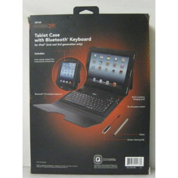 ativa tablet case with bluetooth keyboard for ipad(2nd and 3rd generation only)