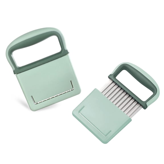 ato Crinkle Cutter Stainless Vegetable Chipper Wavy Knife Slicer (Green)