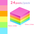 thumbnail image 1 of atopo 24 Pack Sticky Notes  6 Bright Color  Self-Stick Notes 3 in x 3 in 100 Sheets/Pad, 1 of 4