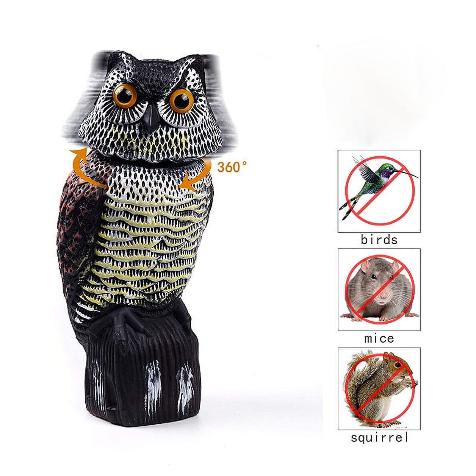 atopo Fake Owl Decoy to Scare Birds Away, 360 Degree Rotating Head Plastic Owl Bird Deterrents