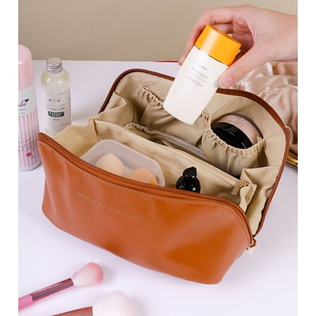 atopo Waterproof Portable Pouch Open Flat Toiletry Bag Large Makeup Bag Organizer
