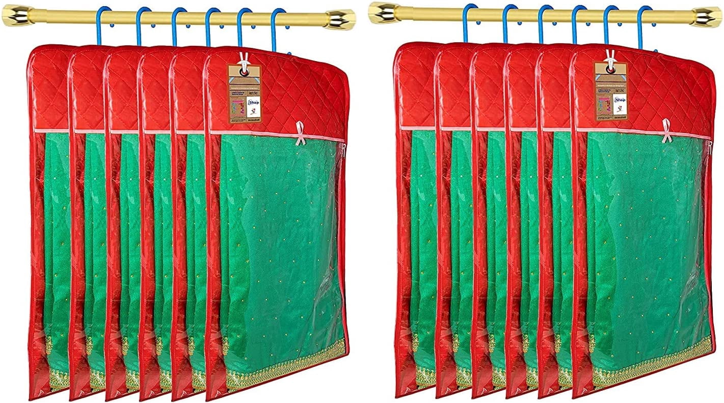 atorakushon 30'' Hanging Garment Suit Bags Storage Clothes Cover with Clear Window Zipper Closet for Tuxedos Shirts Fur Coats Pack of 12 Maroon