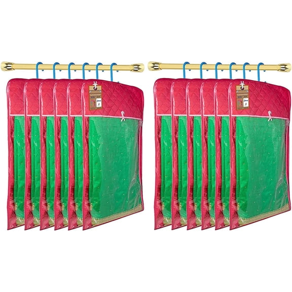 atorakushon 30'' Hanging Garment Suit Bags Storage Clothes Cover with Clear Window Zipper Closet for Tuxedos Shirts Fur Coats Pack of 12 Pink