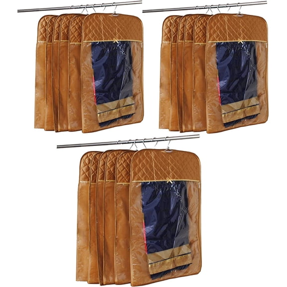 atorakushon 30'' Hanging Garment Suit Bags Storage Clothes Cover with Clear Window Zipper Closet for Tuxedos Shirts Fur Coats Pack of 18 Golden