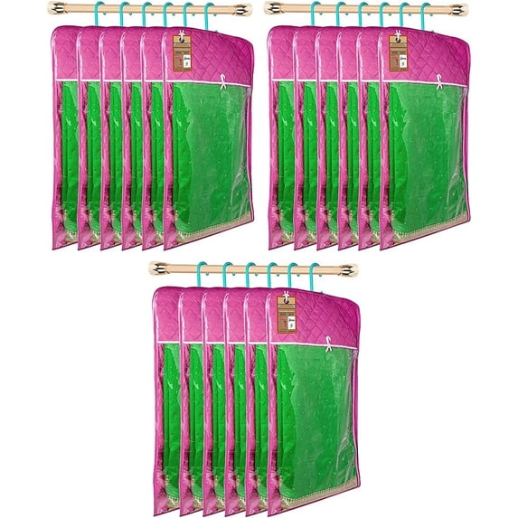 atorakushon 30'' Hanging Garment Suit Bags Storage Clothes Cover with Clear Window Zipper Closet for Tuxedos Shirts Fur Coats Pack of 18 Purple