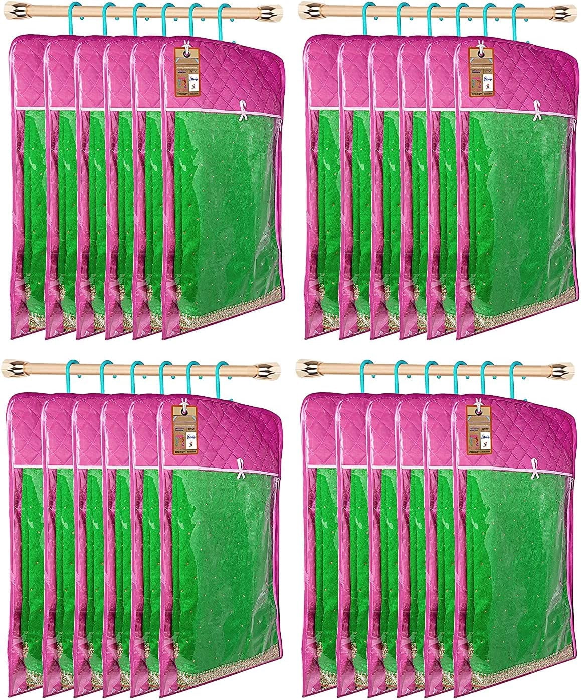 atorakushon 30'' Hanging Garment Suit Bags Storage Clothes Cover with Clear Window Zipper Closet for Tuxedos Shirts Fur Coats Pack of 24 Purple