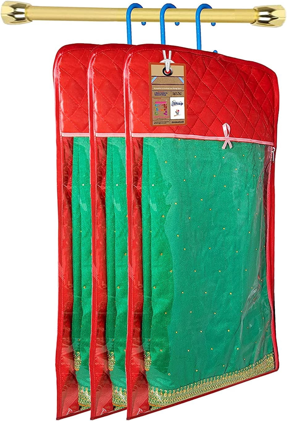 atorakushon 30'' Hanging Garment Suit Bags Storage Clothes Cover with Clear Window Zipper Closet for Tuxedos Shirts Fur Coats Pack of 3 Maroon