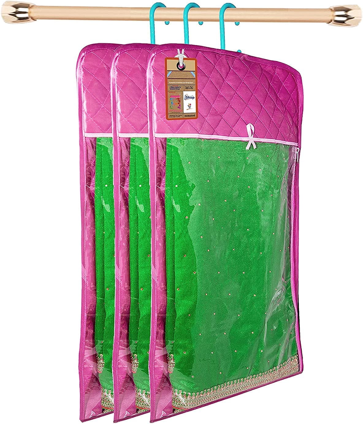 atorakushon 30'' Hanging Garment Suit Bags Storage Clothes Cover with Clear Window Zipper Closet for Tuxedos Shirts Fur Coats Pack of 3 Purple