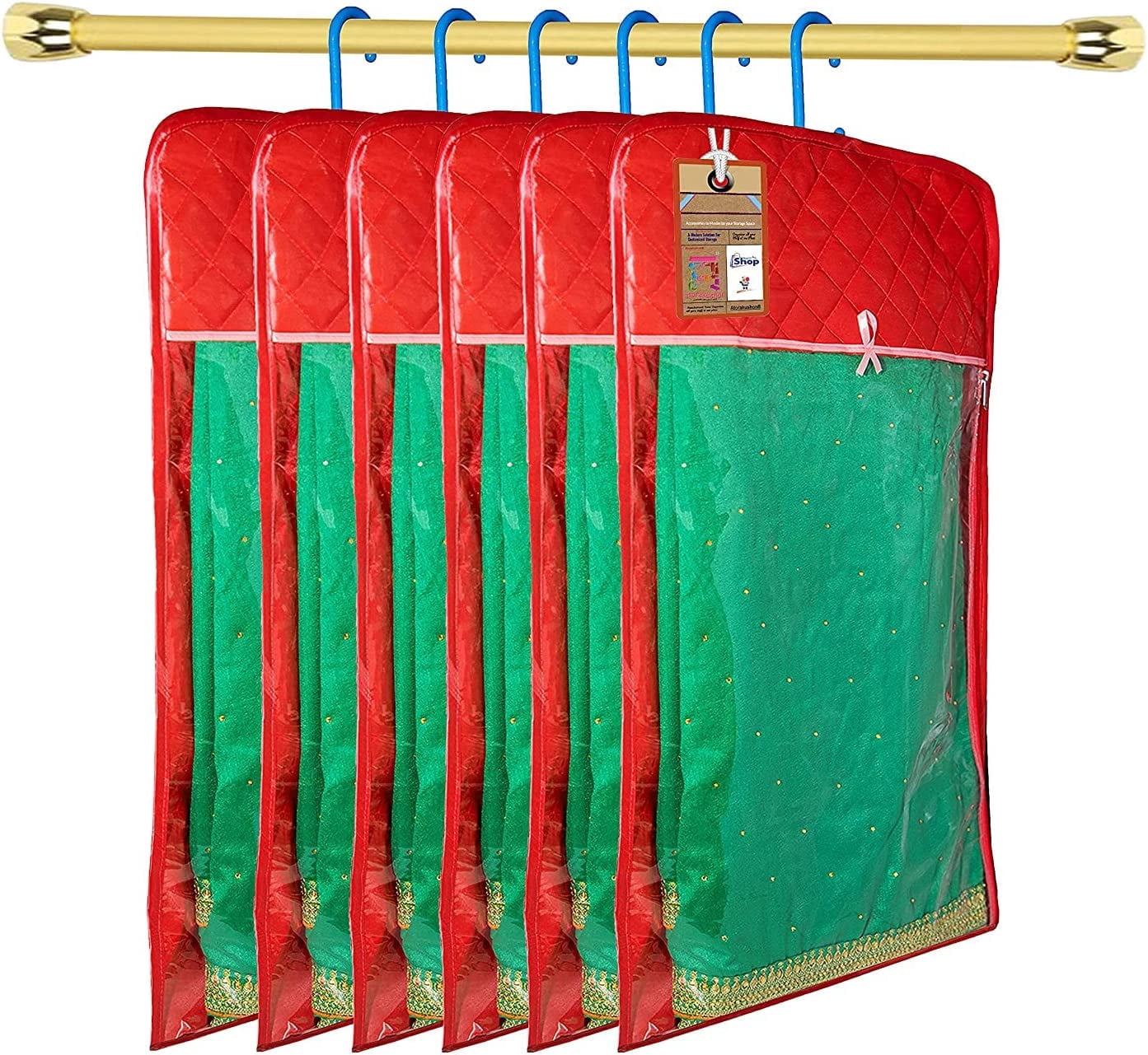 atorakushon 30'' Hanging Garment Suit Bags Storage Clothes Cover with Clear Window Zipper Closet for Tuxedos Shirts Fur Coats Pack of 6 Maroon