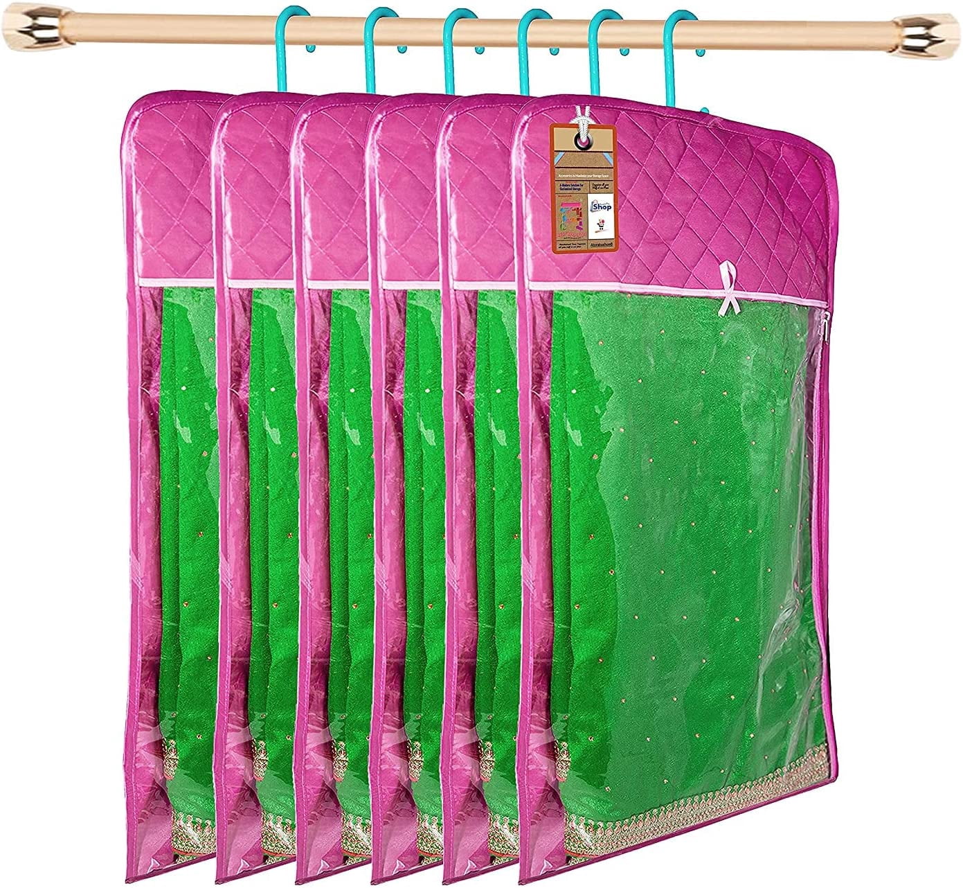 atorakushon 30'' Hanging Garment Suit Bags Storage Clothes Cover with Clear Window Zipper Closet for Tuxedos Shirts Fur Coats Pack of 6 Purple