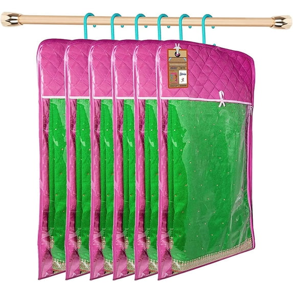 atorakushon 30'' Hanging Garment Suit Bags Storage Clothes Cover with Clear Window Zipper Closet for Tuxedos Shirts Fur Coats Pack of 6 Purple