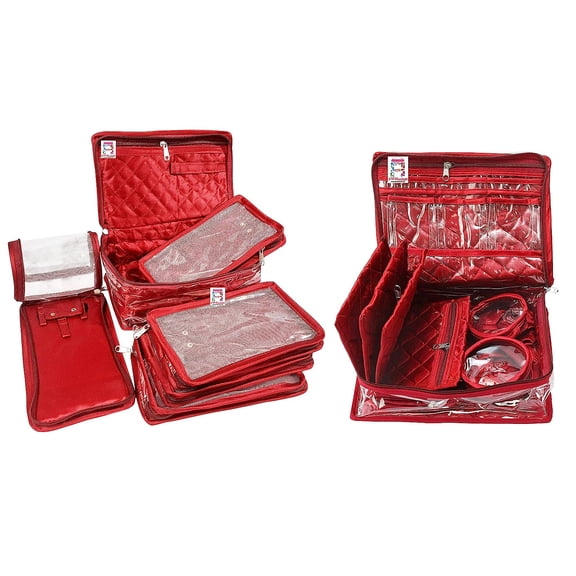 atorakushon Combo Pack Satin Makeup Pouches Vanity Jewelery Storage Organizer Traveling Box Cosmetic carry it along anywhere easily For Women Girls (Maroon)