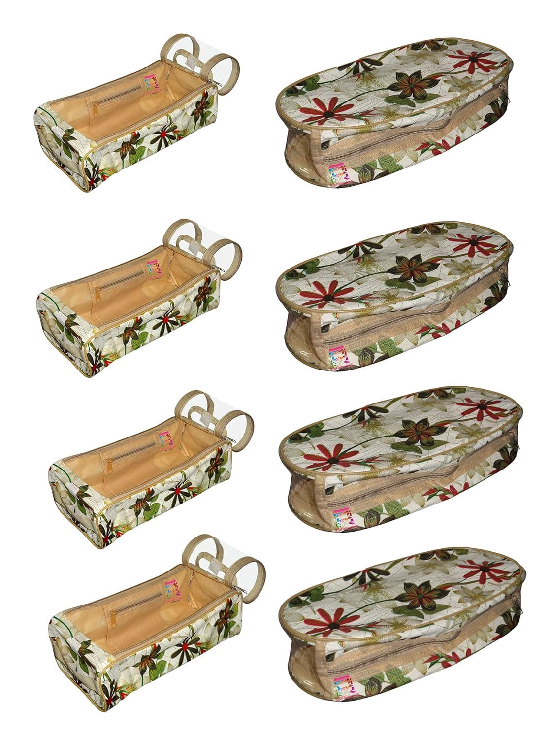 atorakushon Flower Print, Shoe Cover And Slippers Cover Travelling Shoe Storage Bag Storage Footwear Organiser Pouch Shoe Bag (Set of 8)