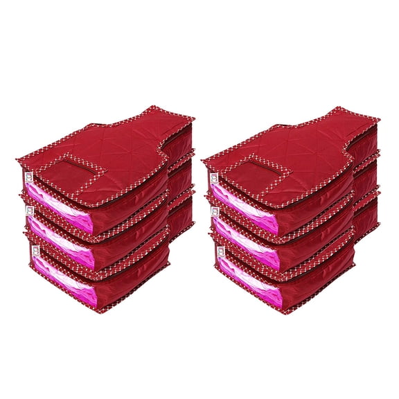 atorakushon Parachute Fabric Blouse Garments Cover Clothes Storage Bag Wardrobe With Double Zip Lock Set of 6 Maroon