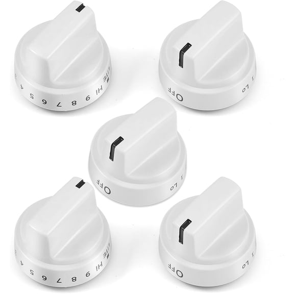 atstore WB03X24795 KIP 5G92 Stove Knobs Replacement for Stove Parts 222D5793 Burner Cooktop Knobs Ran Oven Parts neral Electric Cooktop Surface Burner Control Knobs White Plastic 5 Pcs