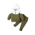thumbnail image 1 of aturustex 0M 3M 6M 9M 12M 18M Infant Baby Boy Clothes Contrast Color Long Sleeve Pullover Hooded Sweatshirt Top and Pants Set Fall Outfit, 1 of 9