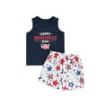 thumbnail image 1 of aturustex 4th of July Baby Boys 2Pcs Outfits USA American Flag Sleeveless Vest Shorts Summer clothes Independence Day(1-5 years ), 1 of 8