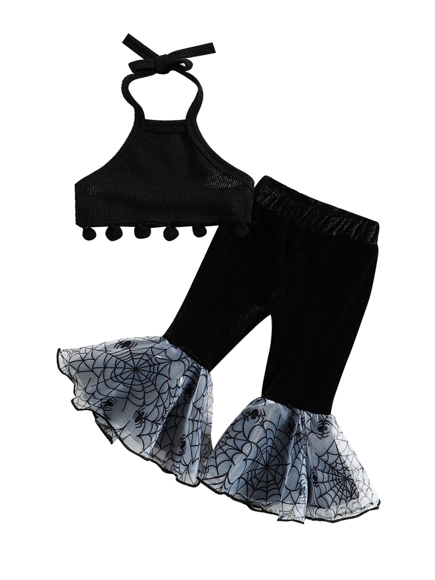 aturustex Adorable Baby Girls Pants Set featuring Lacing Halterneck