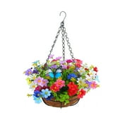 aturustex Artificial Hanging Flowers in Basket Fake Silk Flowers in Basket