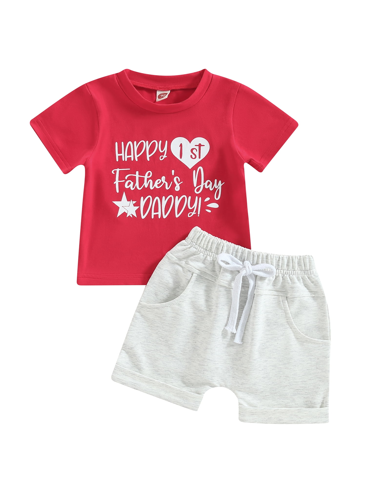 aturustex Baby Boys Father's Day Outfits Summer Letter Print Tshirt and Shorts