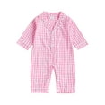 thumbnail image 1 of aturustex Baby Classic Plaid Loungewear for Toddler Girls Boys Pajamas Rompers 0 3M 6M 12M 18M 24M Infant Turn Down Collar Jumpsuits Long Sleeve BodysCute Daily Spring Fall Sleepwear Outfits, 1 of 7