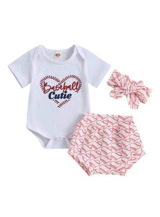 LOSIBUDSA Newborn Baby Girl Baseball Outfit Little Sister Biggest Fan Onesie Baseball Bloomers Shorts 3pcs Cute Summer Clothes, Infant Girl's, Size: 6